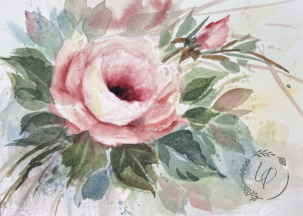 "Laura's Rose" in Watercolor